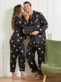 4Pcs Pure Silk Cute Dogs Printed Couple Pajama Sets