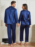 SilkSilky US Pure Silk Long Sleeve Couple DarkBlue 002