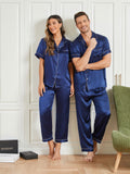 SilkSilky US Pure Silk Short Sleeve Couple DarkBlue 003