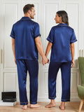 SilkSilky US Pure Silk Short Sleeve Couple DarkBlue 001