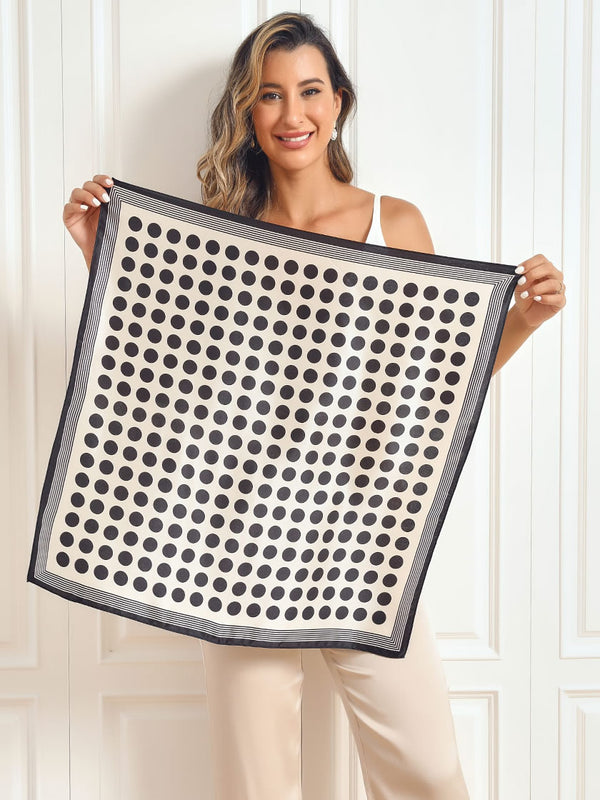 Pure Silk Dot Pattern Square Scarf 68x68cm/26.8"x26.8"