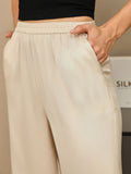 SilkSilky US 19Momme Silk Blend Womens Pants Beige 005