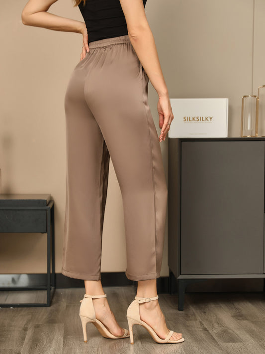 19 Mm 100% Mulberry Silk Trousers for Women Casual Pants Female