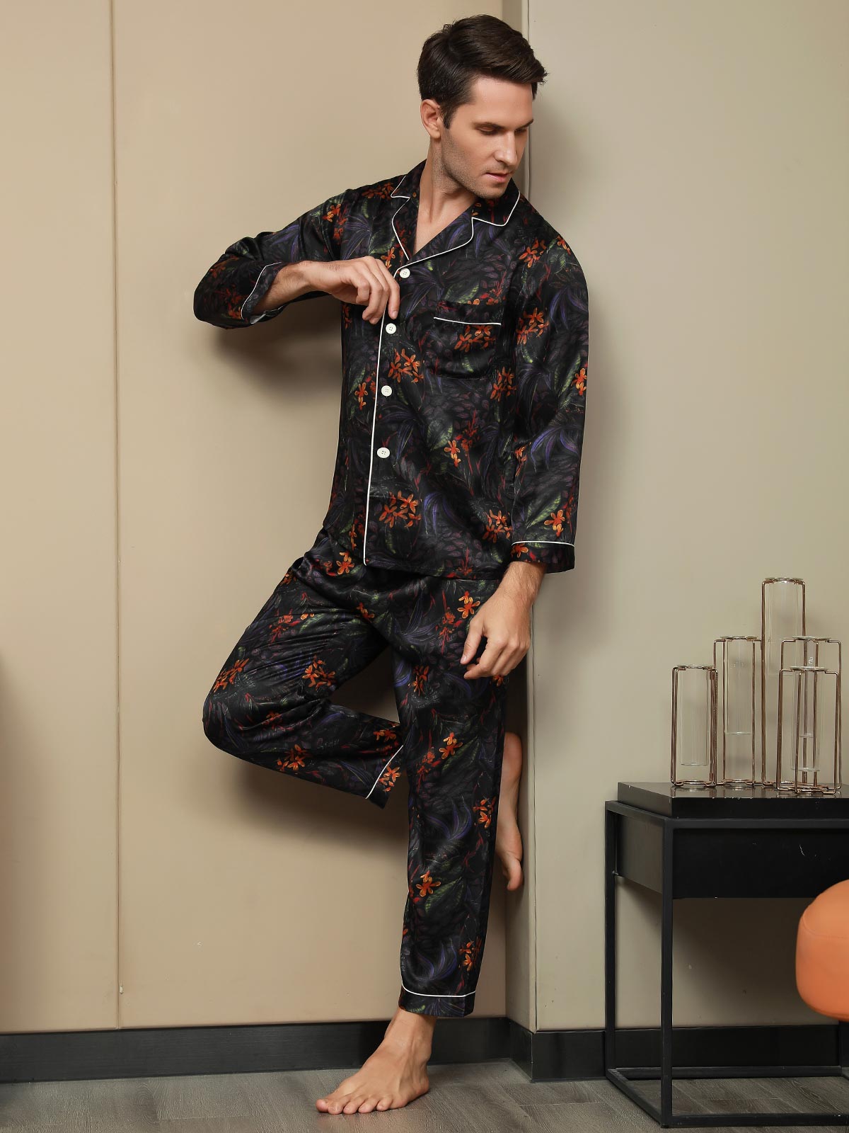 Silksilky 19Momme Short Silk Pyjamas Set Silk Men's Pajamas – SILKSILKY