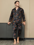 SilkSilky US Pure Silk Long Sleeve Lapel Men's Pajamas Multi 008