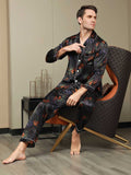 SilkSilky US Pure Silk Long Sleeve Lapel Men's Pajamas Multi 005