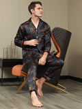 SilkSilky US Pure Silk Long Sleeve Lapel Men's Pajamas Multi 006