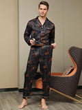 SilkSilky US Pure Silk Long Sleeve Lapel Men's Pajamas Multi 007