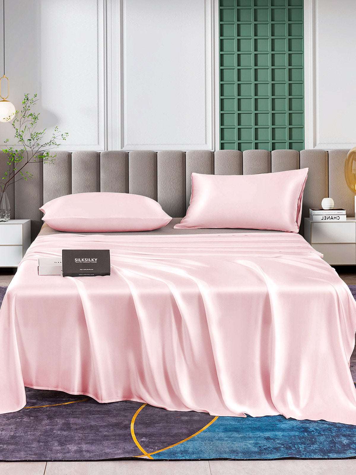 SilkSilky US 25Momme Pure Silk Bedding Set Pink 001