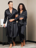 SilkSilky US Pure Silk Long Sleeve Couple Black 003