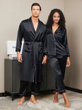 SilkSilky US Pure Silk Long Sleeve Couple Black 004