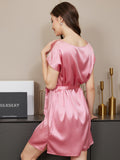 SilkSilky US Pure Silk Cap Sleeve Boat Neck Nightgown Pink 007