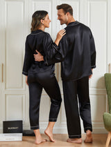 [Black] SilkSilky Pure Silk Long Sleeve Couple 002