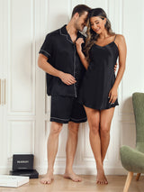 [Black] SilkSilky Pure Silk Short Sleeve Couple 004