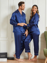 [Dark Blue] SilkSilky Pure Silk Long Sleeve Couple 003