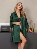 SilkSilky-US-Pure-Silk-3/4-Sleeve-Womens-Robe-Dark-Green-004