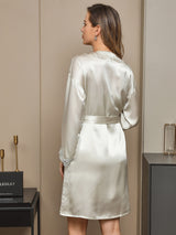 [Mint Green] SilkSilky  3/4 Sleeve V Neck Nightgown&Robe Set 002