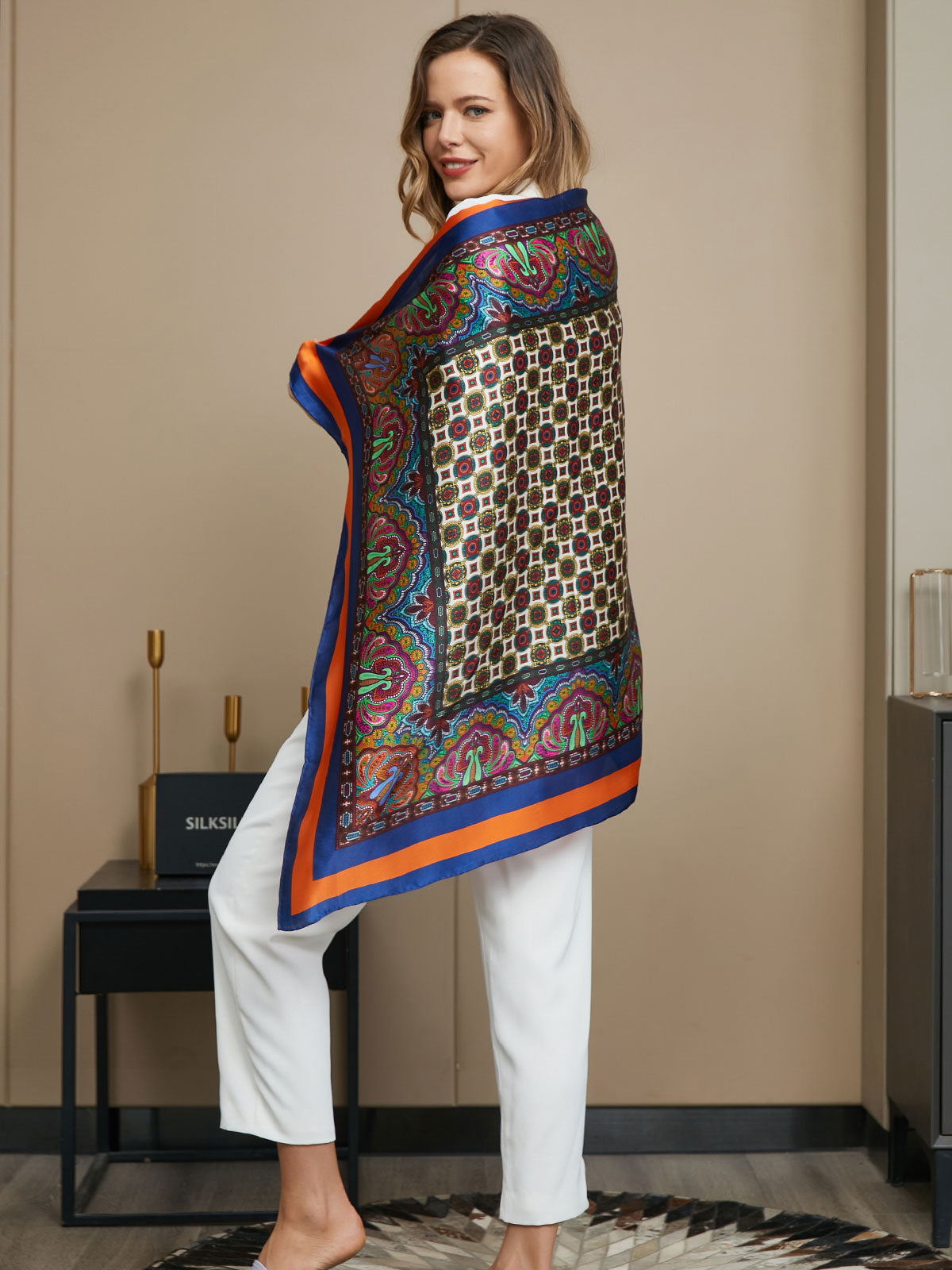 Pure Silk Bohemian Square Scarf / Shawl 86x86cm – SILKSILKY