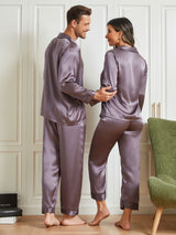 [Purple Gray] SilkSilky Pure Silk Long Sleeve Couple 002